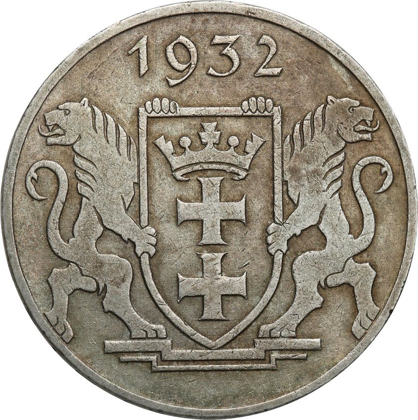 Wolne Miasto Gdańsk / Danzig. 5 Guldenów 1932 Żuraw